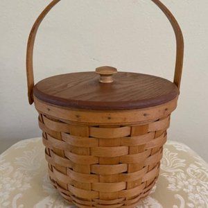Longaberger Round Basket with Wood Lid & Handle